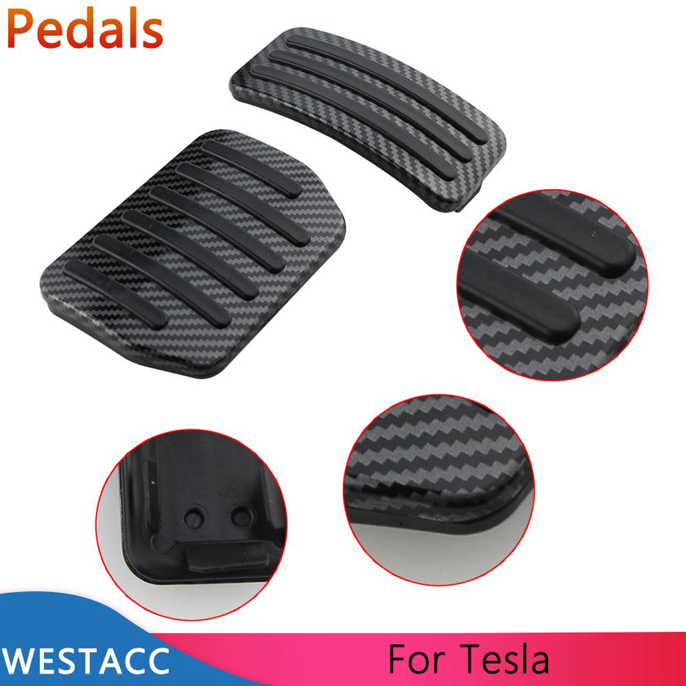 Carbon Fiber Car Pedals for Tesla Model 3 Model3 Model Y 2022 2023 Anti-Slip Accelerator Gas Brake Pedal Cover Pad