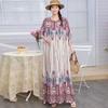 South East Asia 100kg super fat dress fat girl plus short sleeve maternity dress loose floral beach long skirt