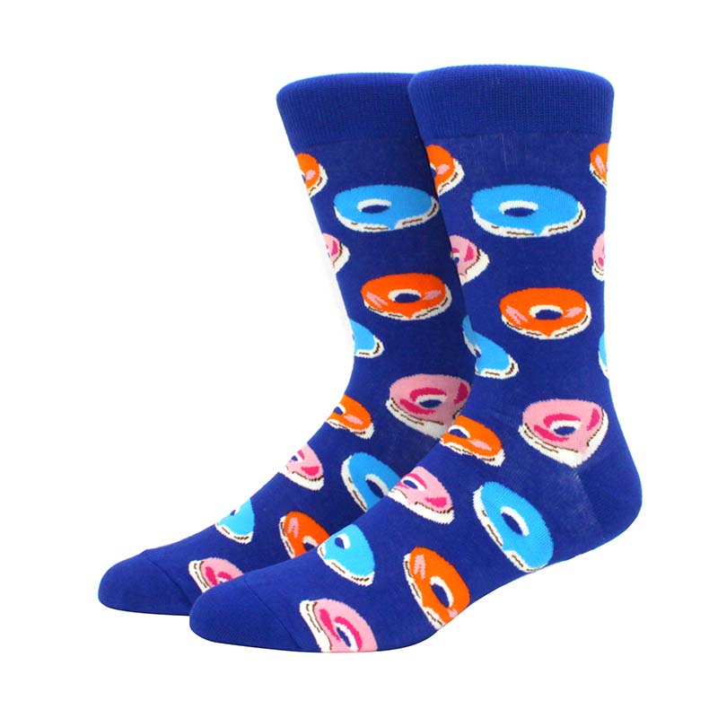 Men's hip hop flower socks skateboard multi-color cartoon pattern funny mid cut women's socks