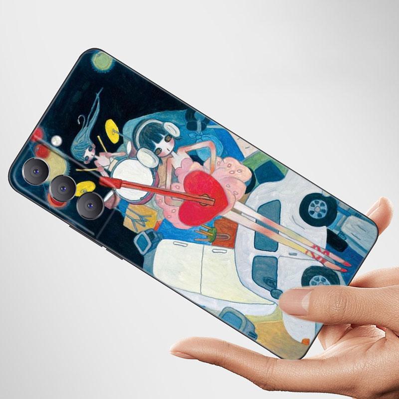 Aya Takano Phone Case For Samsung Galaxy S22 Pro S21 S20 FE Ultra S10 Lite S10 S10E S9 S8 Plus Soft TPU Black Cover
