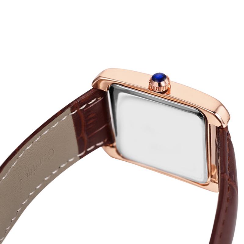 Leather Strap Square Quartz Couple Watches: Waterproof, Simple, Fashionable Design for Men and Women