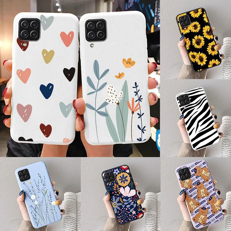 Hülle Für Samsung A12 5G M12 F12 A 12 Süßes Herz Blume Rückseite Weiches Silikon Matt Schutzhülle Für Samsung Galaxy A12 5G