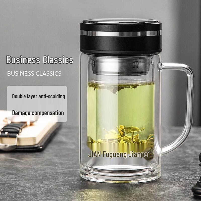 FUGUANG Double-Layer Glass Tea Cup with Handle