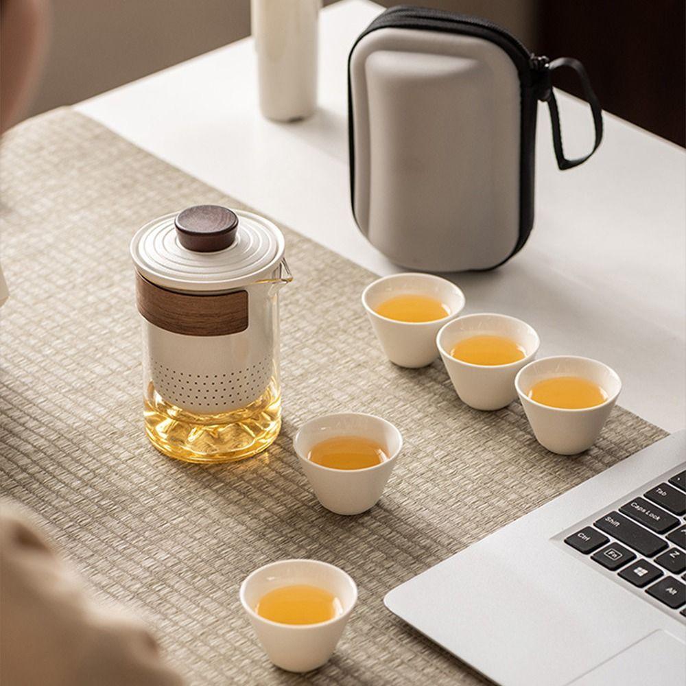 with tea strainer Travel Ceramic Teapots Chinese Style Mini Tea Cup Set  Teas Brewing Utensils