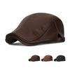 Autumn Winter Retro PU Forward Cap Velvet Warm Adjustable Peaked Cap