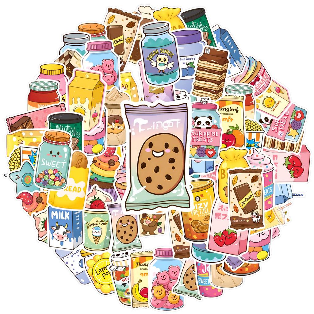 35pcs-50pcs Playful Desserts Stickers Cartoon Food Sticker Pack DIY Stickers For Laptop Motorcycle Luggage Phone DIY Phone