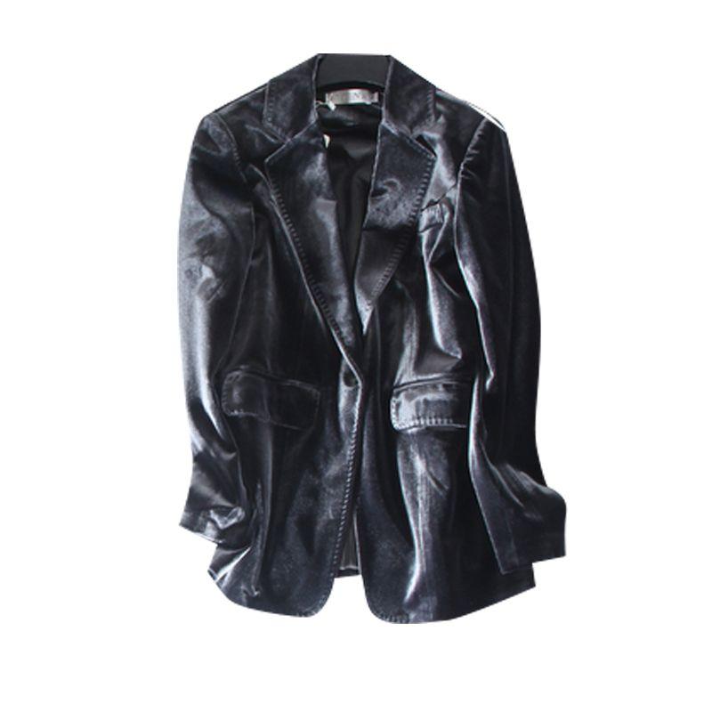 

Shuaishuai High-End Velvet Bright Line Small Suit Grey 3XL