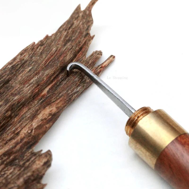 Flowers Pear Wood Hook Silk Knife/Steel Belt Elbow Head Knife  Agarwood  Sandalwood Hook Wire Scraping Powder Incense Lore Tool