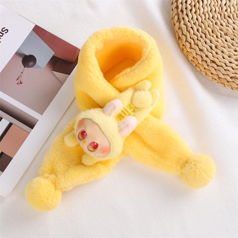 Toddler Christmas Red Scarf - Cute Cartoon Bear, Plush Imitation Rabbit Fur, Thick & Warm Neck Warmer