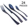 Food 24Pcs Flatware Set For 6 Rainbow Dinnerware 18/10 Stainless Steel Flatware Set Steak Knife Tableware Fork Spoon Teaspoon Cutlery Set