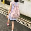 Sweet Nylon Lightweight Backpack Solid Color Travel Shoulders Bag Bow Wrinkle Backpack  Women