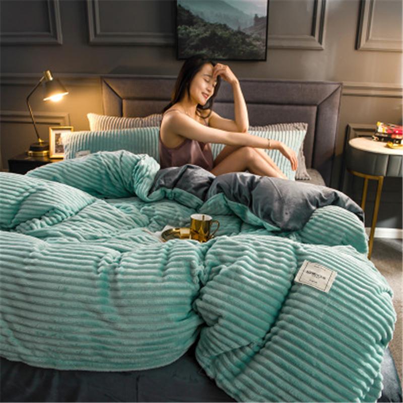 Copripiumino in Velluto Corallo Spesso Copripiumini Colore Unico Set Biancheria da Letto Coperta Termica per Letto Biancheria da Letto Morbida Copriletto Nordico