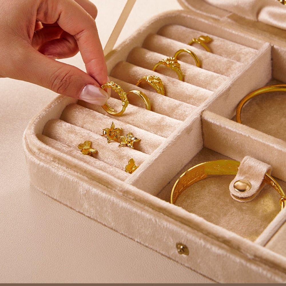 Large Capacity Velvet Jewelry Holder Bracelet Earrings Jewelry Storage Case  Vacation