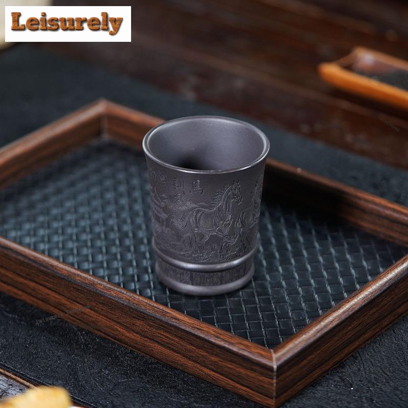 111ml Yixing Purple Clay Horse Teacup Japanese Tea Bowl Water Jug Tea-tasting Smelling Cup Jianzhan Master Cups Chinese Tea Set