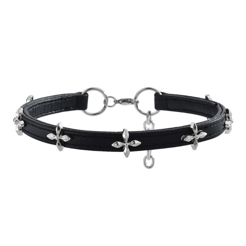 Vielseitiger Lederhalskragen mit Legierungskreuz-Anhänger Elegante Schlüsselbein-Kette Unisex Schmuckzubehör