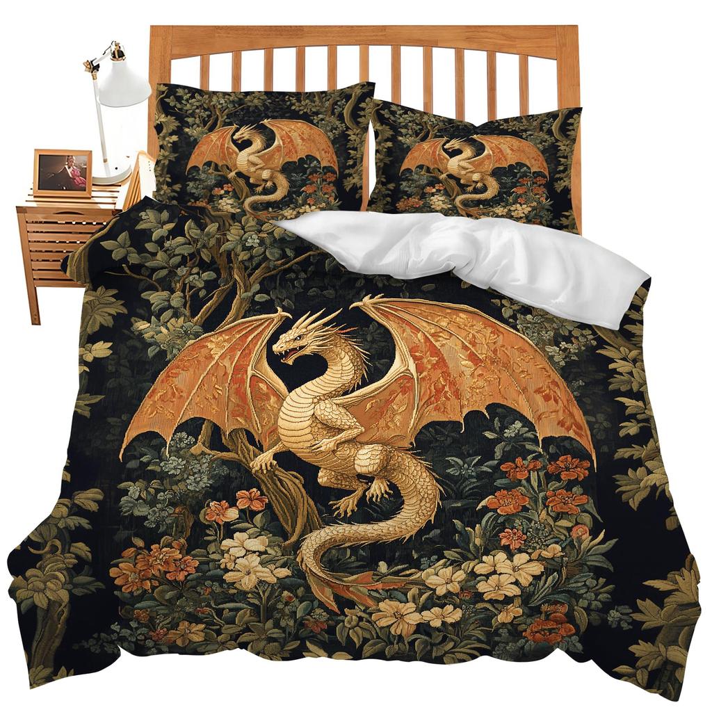 Dragon Kids Duvet Cover Sets Queen King Twin Size Boys Men Room Decor With 1 Bedding Comforter Cover 2 Pillowcases No Comforter