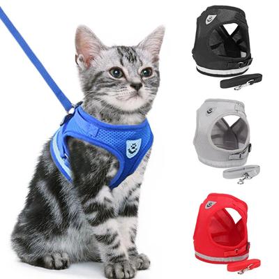 Reflektierendes Katzengeschirr und Leinen-Set aus Nylongeflecht für Kätzchen, Welpen, Hunde, Weste, Geschirr, Leinen, Haustierkleidung für kleine Hunde, Bulldoggenzubehör