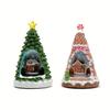 1pc Resin Music Cottage Rotating Train LED Music Box Night Light Christmas Ornament Holiday Gift Decorations