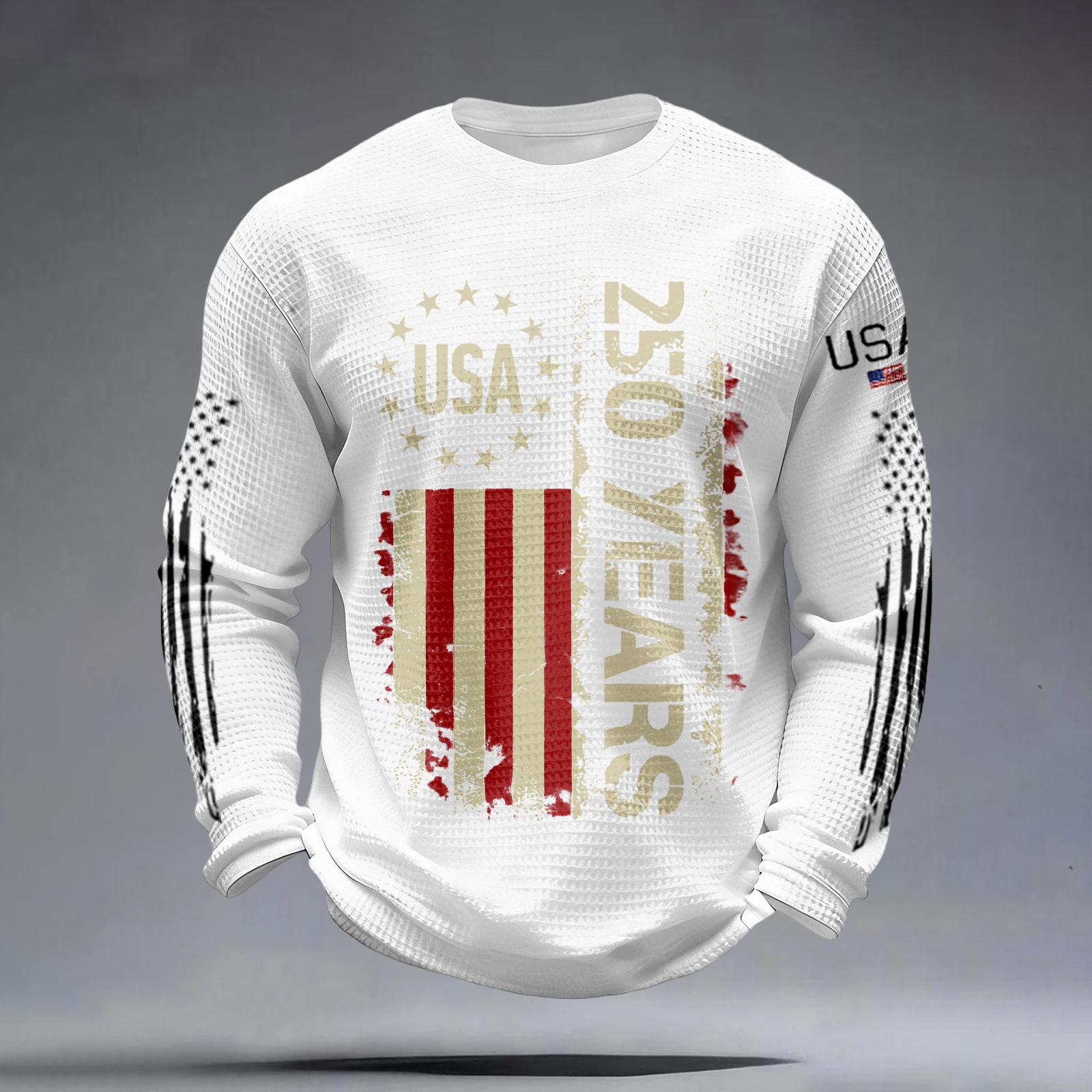

USA Anniversary Men s Casual Letter Print Long-Sleeve Sweatshirt XL білий