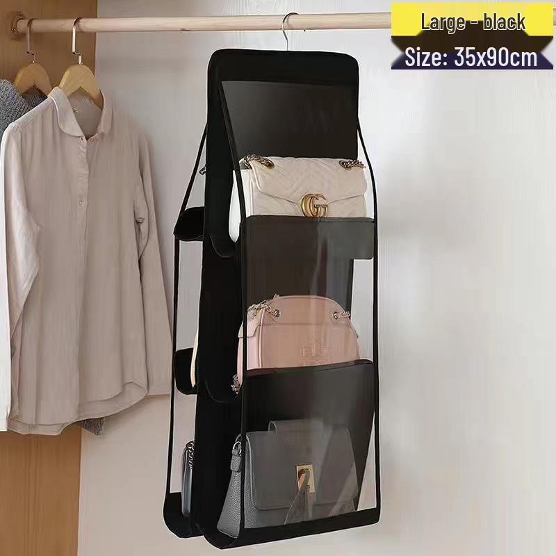 

Double-Sided Foldable Hanging Leather Organizer - Dustproof Multi-Layer Storage Bag 3 Layers 6 Compartments чорний