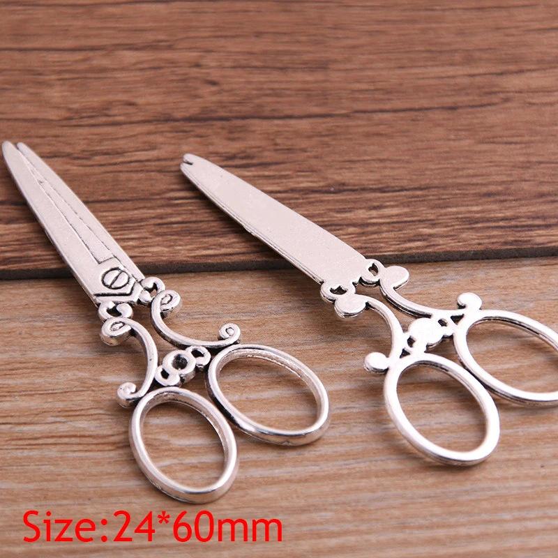 1pc 2-Color DIY Jewelry Large Scissors Alloy Pendant Charm, 60x24mm