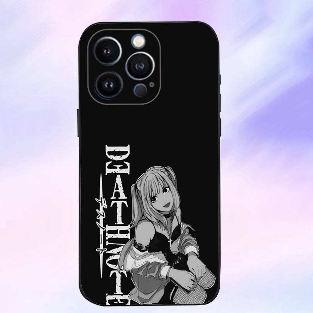 M-Misa Anime D-Death N-Note Phone Case For iPhone 16,15,14,13,12,11 Plus,Pro Max,XS,X,XR,SE,Mini,8,7,Soft Silicone Black Cover