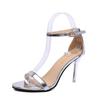 2018 spring and summer new Korean version one-word buckle with sexy patent leather high-heeled sandals women's thin-heeled Roman sandals women's batch