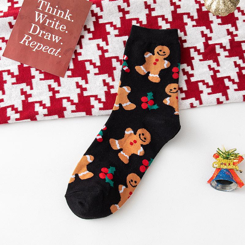 Christmas Socks, Female Autumn and Winter Cartoon Mid-calf Socks, Santa Claus, Reindeer, Snowman, Cute Big Red Socks