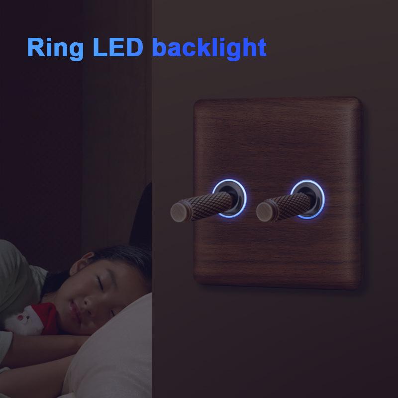Nordic Toggle Industrial Style Solid Wood 86 Type Single/Double Gang Switch Socket