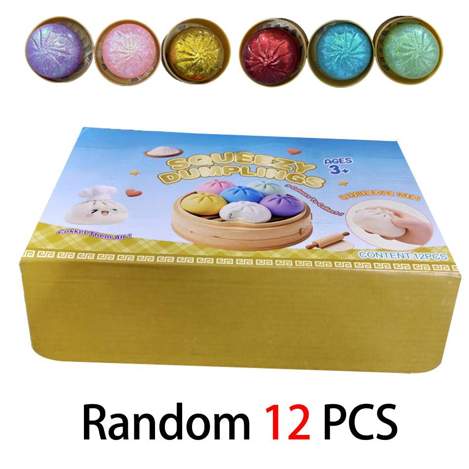 Colorful Stress Relief Balls In Dumpling Squishies Shape Reusable Low Elasticity Toys For Decompression Plastic Stress Balls