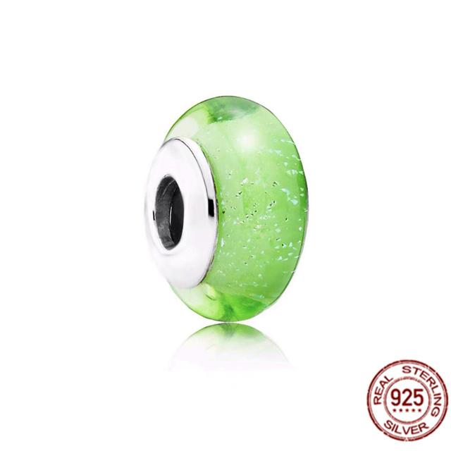 925 Sterling Silver White Red Blue Lucky Four -Leaf Clover Murano Glass Charm Jewelry Bead Fit Sweet Fasion Bracelet