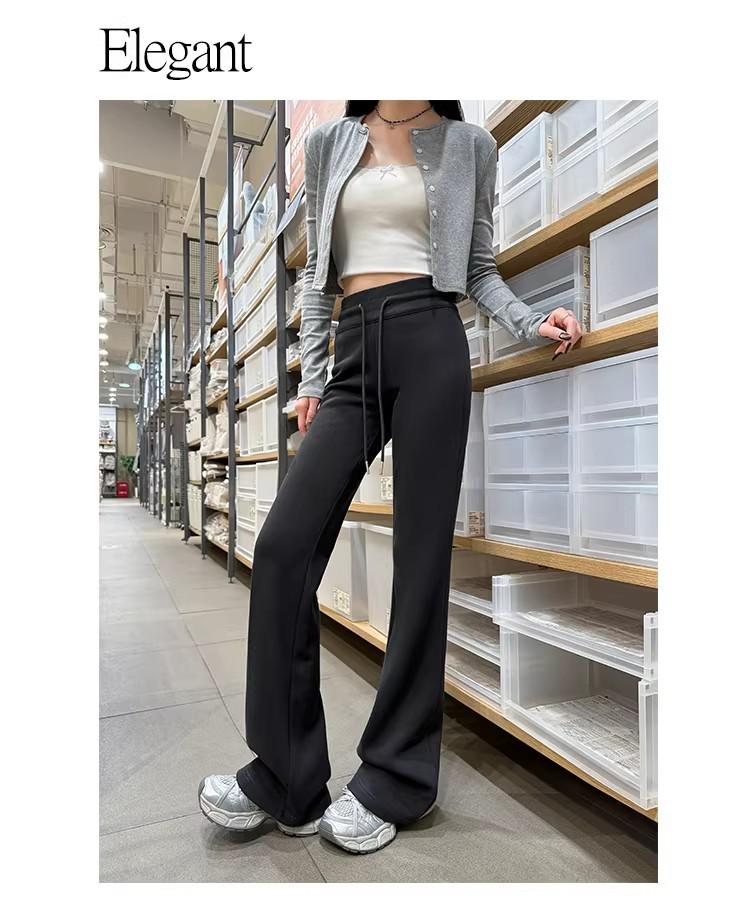Women's Spring 2026 High-Waisted Micro-Flare Casual Pants - Slimming, Petite, Narrow Leg Design