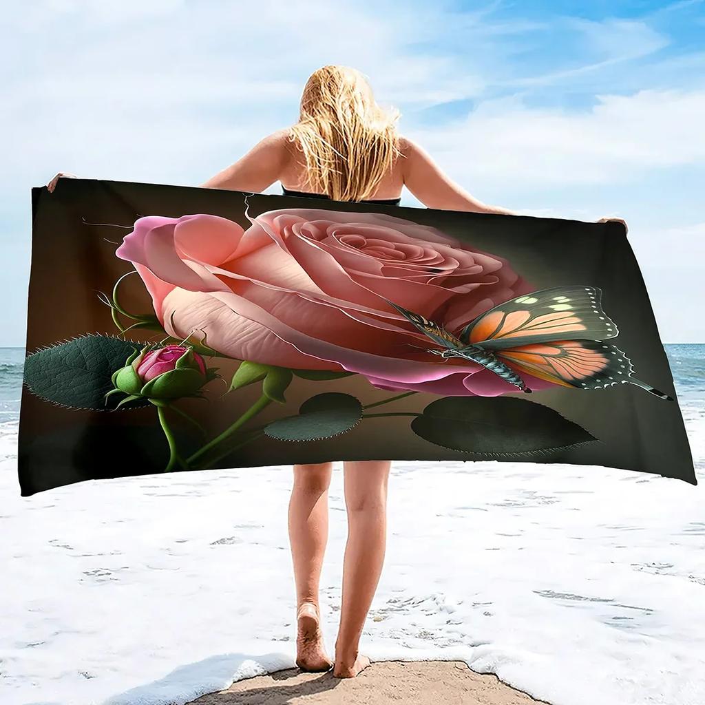 Butterfly Microfiber Sand Free Beach Towel Super Absorbent Lightweight Thin Towel Blanket for Pool Swimming Bath Camping Yoga