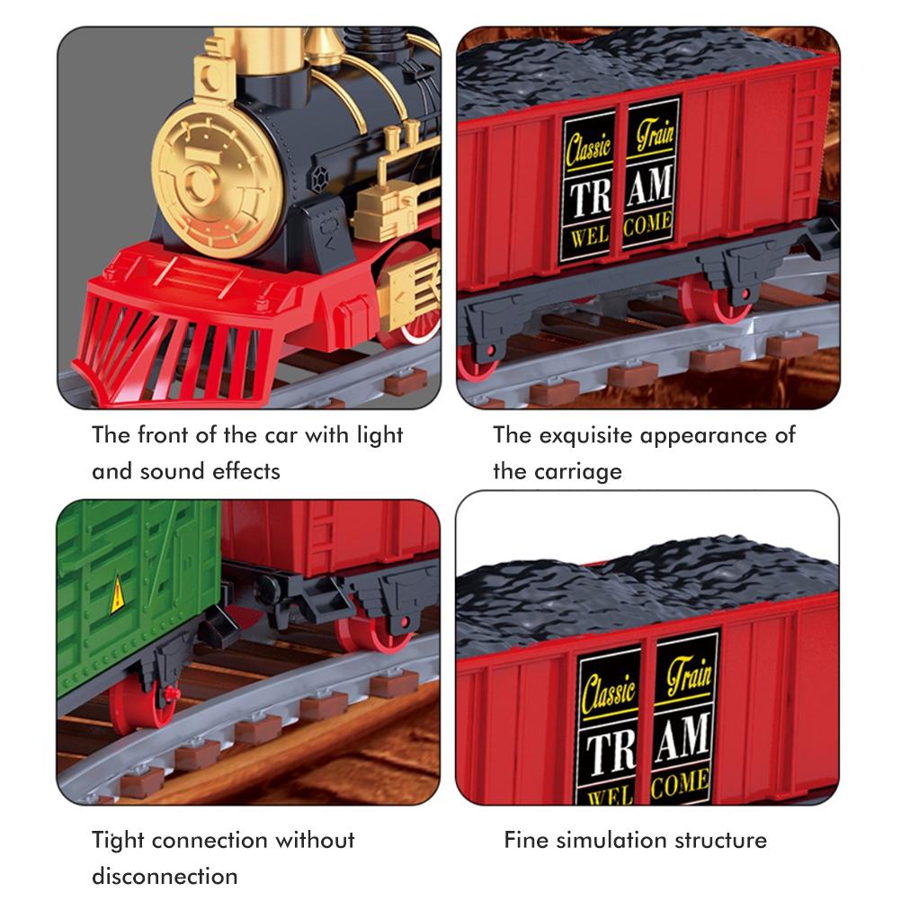 134 190 Stück Klassische Weihnachtszug-Set Mini-Zug-Spielzeug-Set mit mit Scheinwerfer Rauch Realistische Geräusche Elektrischer Schienenwagen