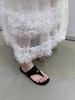 Beautiful Yellow Toe Thick Heel Flip-flops Female Summer Wear Fashionable Versatile Fairy Pinch Feet Low Heel Sandals