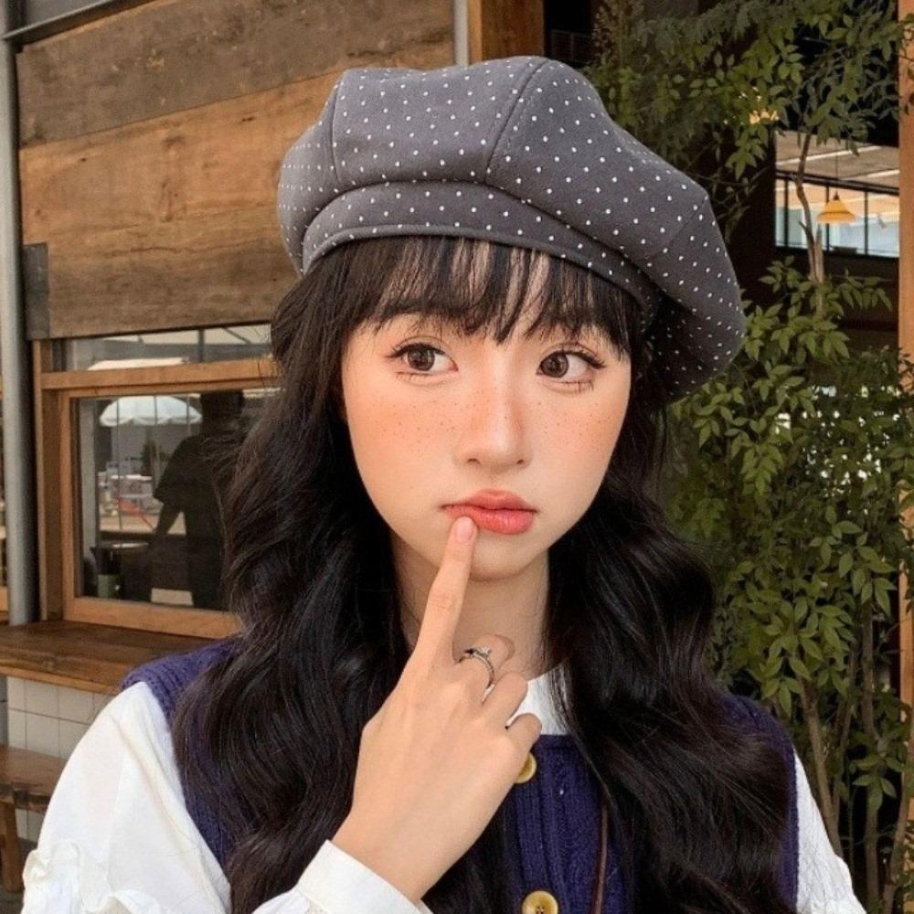Keep Warm Women Painter Hat Cotton Women Octagonal Cap Fashion Polka Dot Beret Hat  Girl