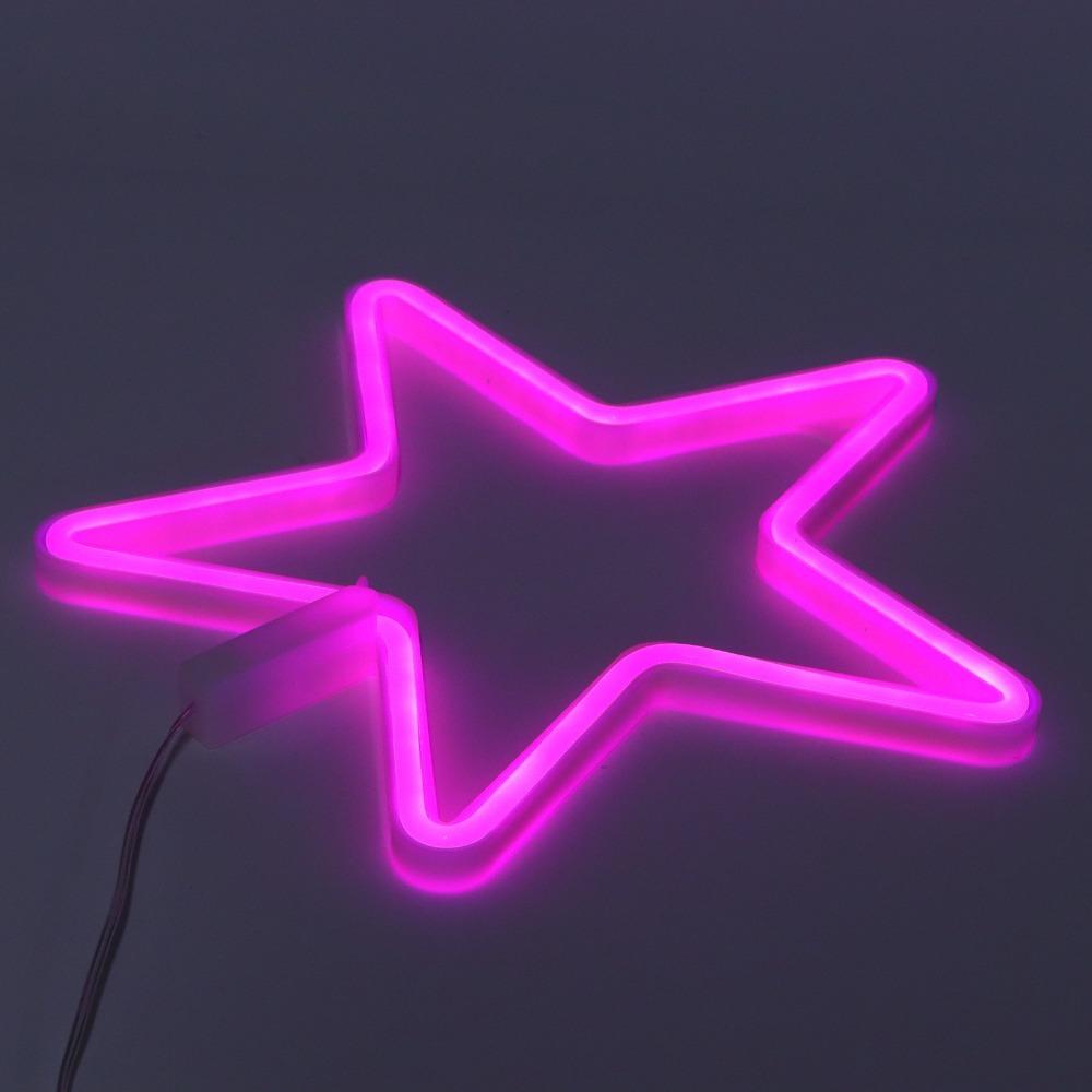 50LM Neon Sign Star Shape Neon Wall Light Colorful LED Neon Sign Home розовый