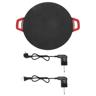 Round Electric Grill 40cm Smokeless Nonstick Rapid Heat Up BBQ Grill Pancake Maker with Handles
