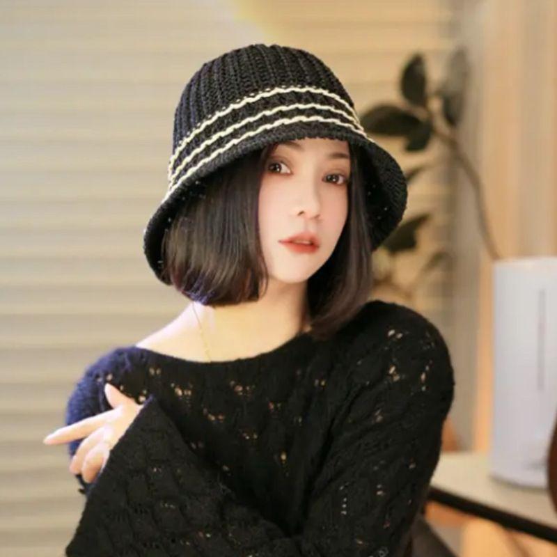 

Bucket Hat Women s Spring and Summer 2025 New Arrival Elegant All-Matching Weaving Thin Split Face Small Sun Protection Cover Sun Black