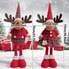 Creative Red Christmas Elk Doll Ornaments Long Leg Cartoon Standing Deer Doll Cute Merry Christmas Decoration New Year Supplies