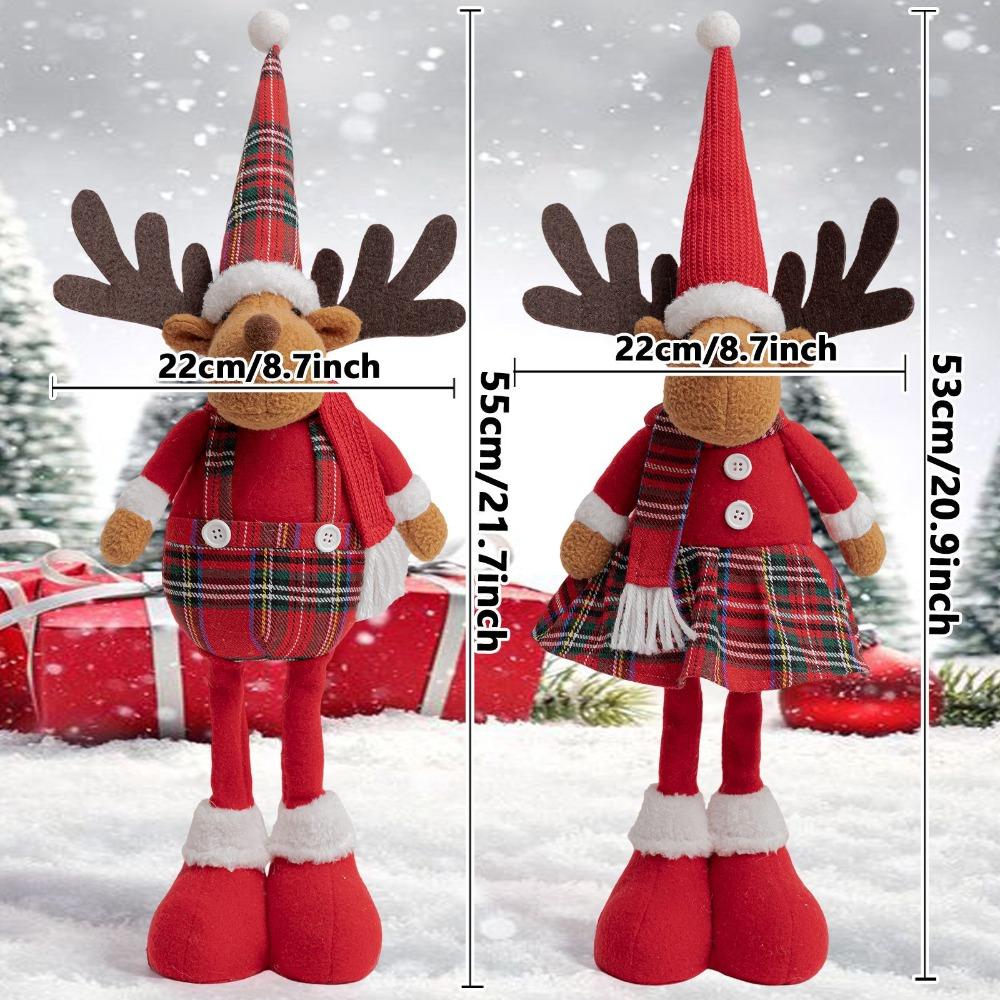 Ornements de Poupée Élan de Noël Rouge Créatif Poupée Renne Cartoon Debout Jambes Longues Mignon Décoration Joyeux Noël Fournitures de Nouvel An