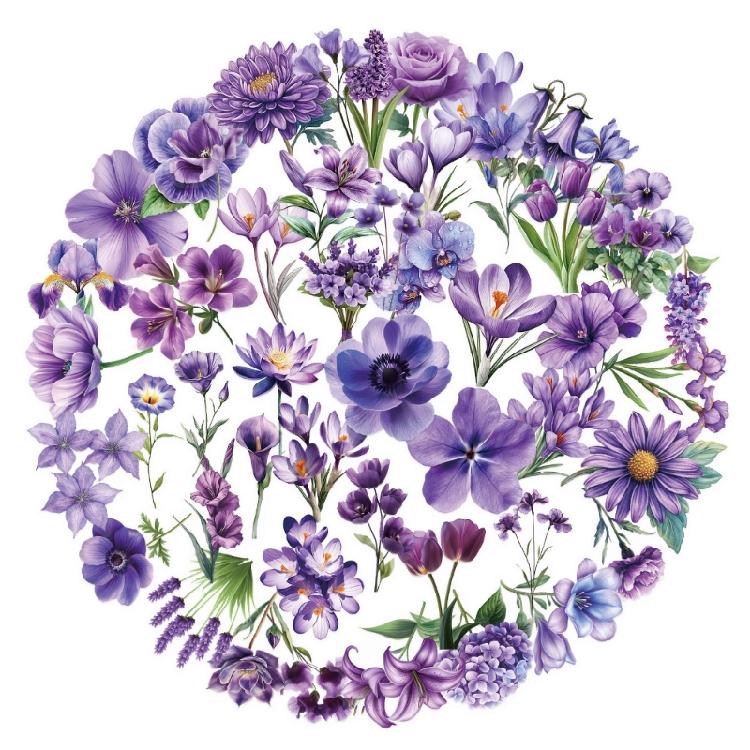 

50PCS Aesthetic Flower Sticker Water Resistant PET Sticker Scrapbook Sticker for Laptop Journal Phone Case Photo Album 1