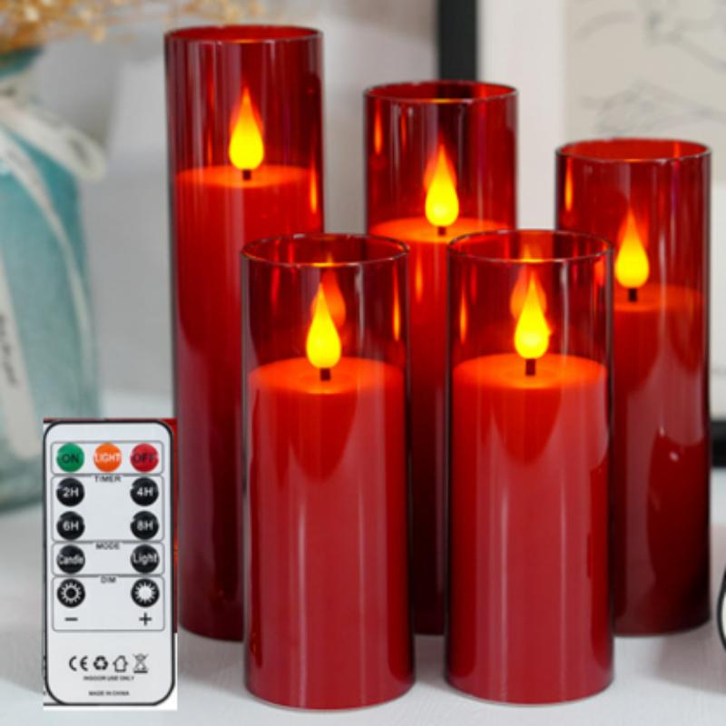 5-Pack LED Candle with Remote Control Romantic Birthday Confession Proposal Home Decoration LED Light Acrylic Electronic Candle