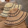 Handmade Weave Crochet Hat Summer Fisherman Caps Ins Straw Bucket Cap  Travel