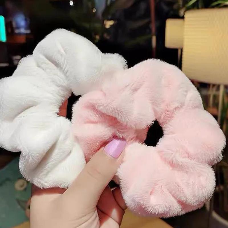 Warm Soft Velvet Hair Scrunchies Furry Elastic Hair Band Women Girls Ponytail Holder Hair Rubber Band Hair Ties Hair Accessories