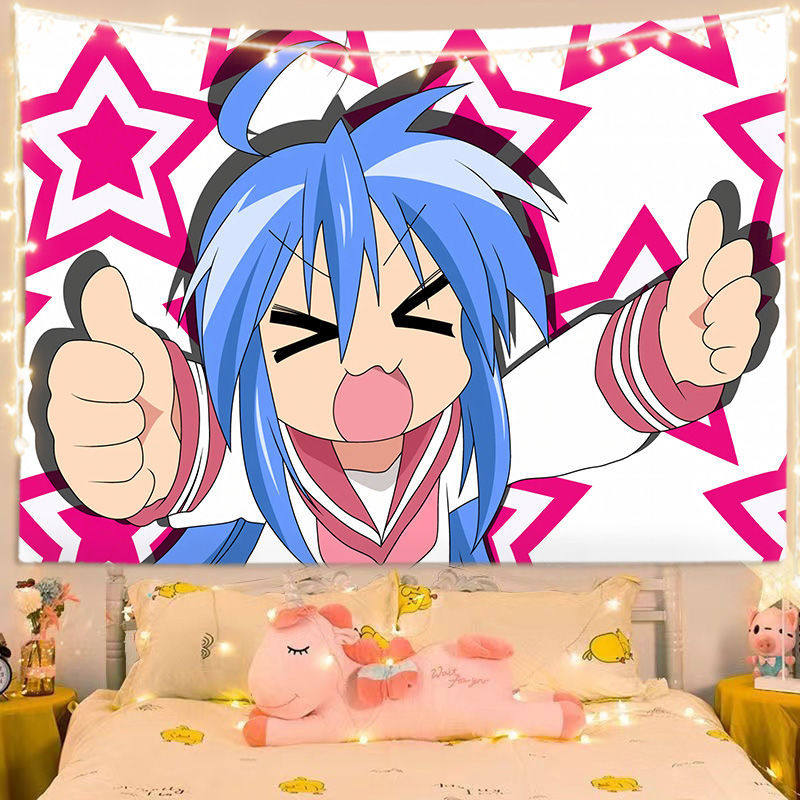 Lucky Star Anime Tapestry Wall Hanging for Bedroom Bedside Student Dorm Wall Decor