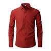 Men's Solid Color Long Sleeve Button Down Shirt Slim Fit Business Casual Top.