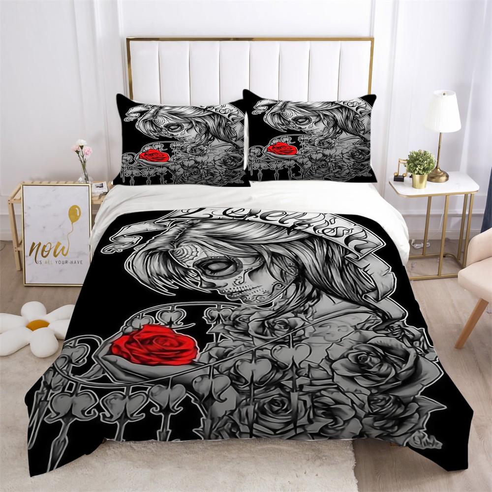 3D Skull Printing Duvet Cover Set Twin Size Microfiber Bedding Set Fashion High Ranking Cool Bedroom Decor