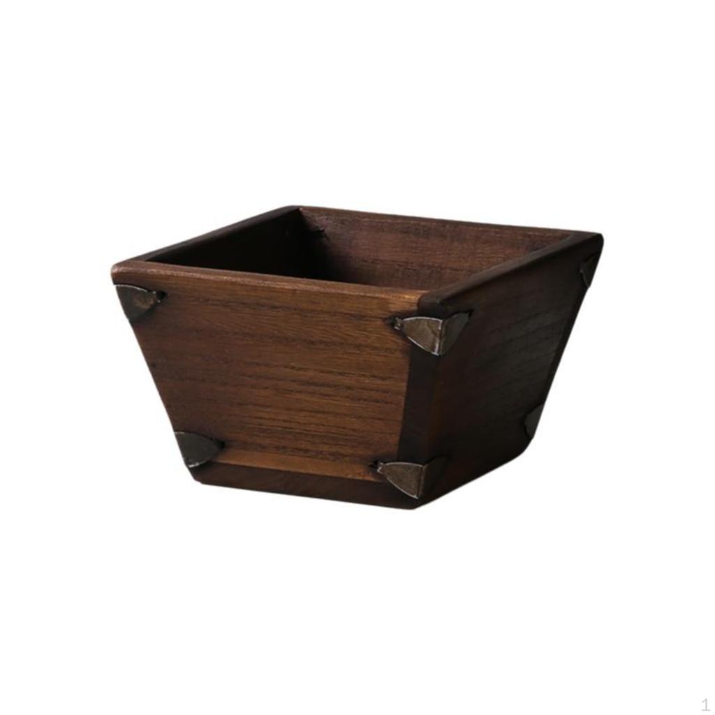 Vintage Wooden Mini Trash Can, Desk Wastebasket, Countertop Storage Bin