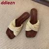 Fashion Female Slides Ladies Flats Slippers Shoes Casual Beach Soft Fashion Square Toe Women Flats Slippers Shoes Sandals Flip flops